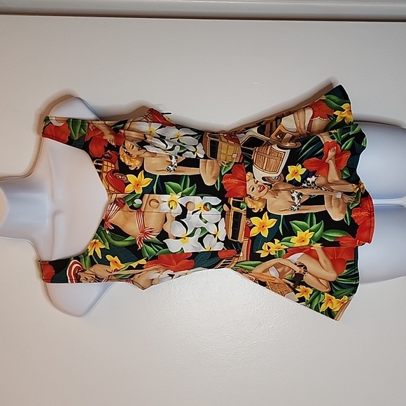 Belle Poque Sleeveless 50's Retro Tank, Black, Green, Yellow, Size Small - Picture 1 of 9